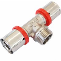 Pex Pressfitting T-Stück 20x1/2x20 mit Außengewinde - für Alu Mehrschicht Verbundrohr - Verpressung mit U-Profil von SANIMIX24