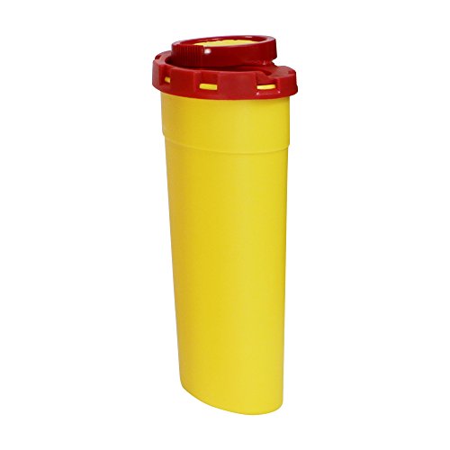 Abwurfbehälter für Kanülen & Spritzen | Durchstichsichere Kanülenbox | 200 ml | Quickbox Gelb mit rotem Deckel von SANISMART