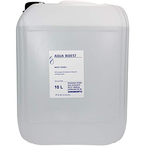 Aqua Bidest Laborwasser 10 L | Bidestilliertes Wasser mit erhöhter Reinheit | Leitfähigkeit < 0,06 µS/cm | Für medizinische, pharmazeutische, chemische & technische Zwecke | Nicht steril Aqua Bidest Laborwasser 10 L | Bidestilliertes Wasser mit erhöhter Reinheit | Leitfähigkeit < 0,06 µS/cm | Für medizinische, pharmazeutische, chemische & technische Zwecke | Nicht steril von SANISMART