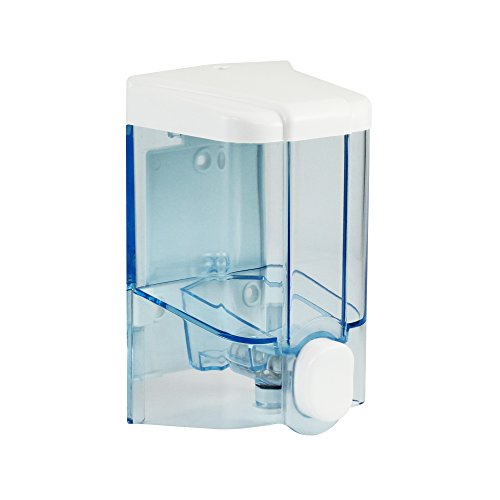 SANISMART Seifenspender Zahra Blau transparent | Nachfüllbar | 500 ml Fassungsvermögen | Für Flüssigseifen & Shampoo | ABS-Kunststoff | Wandmontage von SANISMART