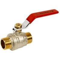 Sanitaire-distribution - Kugelhahn Messing PN40 doppelt männlich + Griff Flachstahl rot, 33X42 von SANITAIRE-DISTRIBUTION