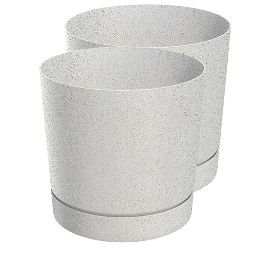 Zero Home - 2er Set Blumentöpfe I Blumentopf mit Untersetzer I Moderne Design I Aus Haltbarem Material I Schale mit Entwässerungslöchern I Hergestellt in EU I Premium Qualität I WEIß ECO ⌀ 15 cm von SANITEASY