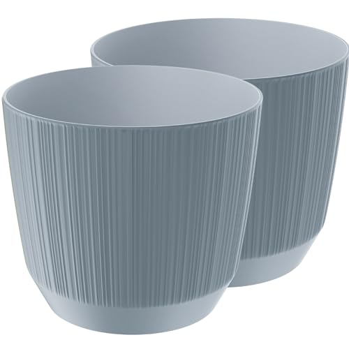 Zero Home - Blumentöpfe I 2 Stück Blumenübertopf Set I Classic Design I Aus Haltbarem Material I Keine Abflusslöcher I Hergestellt in EU I Premium Qualität I LICHTGRAU - ⌀ 17 cm von SANITEASY