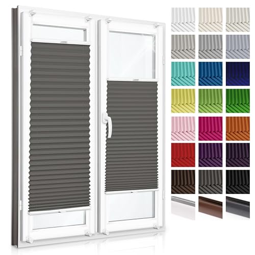 Plissee ohne Bohren nach Maß I Breite 30-129 cm, Höhe 150-230 cm | Pliseerollos für Fenster Ohne Bohren I Plissee Klemmfix ohne Bohren I Sichtschutz und Sonnenschutz I 23 Farben von SANITEASY