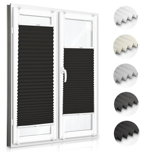 Zero Home - Premium Plissee ohne Bohren I Plissees für Fenster und Türen I Anthrazit I Blickdicht & Lichtdurchlässig Rollos I Hergestellt in der EU I Klemmfix Montage I 65x200 cm von SANITEASY