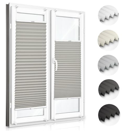 Zero Home - Premium Plissee ohne Bohren I Plissees für Fenster und Türen I Hellgrau I Blickdicht & Lichtdurchlässig Rollos I Hergestellt in der EU I Klemmfix Montage I 40x140 cm von SANITEASY
