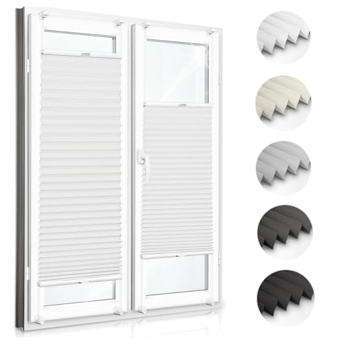 Zero Home - Premium Plissee ohne Bohren I Plissees für Fenster und Türen I Weiß I Blickdicht & Lichtdurchlässig Rollos I Hergestellt in der EU I Klemmfix Montage I 80x100 cm von SANITEASY