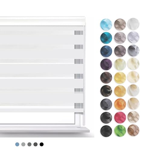 Zero Home Rollos für Fenster ohne Bohren nach Maß - Doppelrollo Klemmfix, Premium MODERN Day-Night ROLLOS, Breite: 30-120 Höhe: 120-220, 6 Farben, Rollo Ohne Bohren für eine einfache Installation von SANITEASY