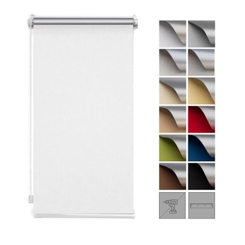 Zero Home - Premium Verdunklungsrollo Ohne Bohren I Klemmrollos für Fenster und Türen Thermorollo I Klemmfix Rollo I Sichtschutz und Sonnenchutz I Blackout I 35x150cm - Weiß von SANITEASY