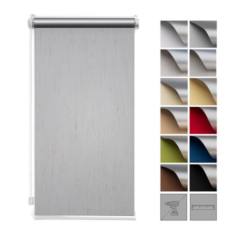 Zero Home - Premium Verdunklungsrollo Ohne Bohren I Klemmrollos für Fenster und Türen Thermorollo I Klemmfix Rollo I Sichtschutz und Sonnenchutz I Blackout I 75x220cm - Graues Flachs von SANITEASY