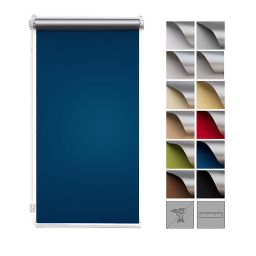 Zero Home - Premium Verdunklungsrollo Ohne Bohren I Klemmrollos für Fenster und Türen Thermorollo I Klemmfix Rollo I Sichtschutz und Sonnenchutz I Blackout I 80x220cm - Blau von SANITEASY