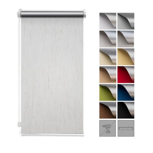 Zero Home - Premium Verdunklungsrollo Ohne Bohren I Klemmrollos für Fenster und Türen Thermorollo I Klemmfix Rollo I Sichtschutz und Sonnenchutz I Blackout I 85x220cm - Flachs von SANITEASY