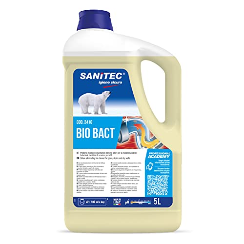 SANITEC igiene sicura Bio Bact Abflussreiniger, 5 kg, Parfümfrei, Flüssig, Entfettung, Ideal für verstopfte Rohre und professionelle Küchen von SANITEC igiene sicura