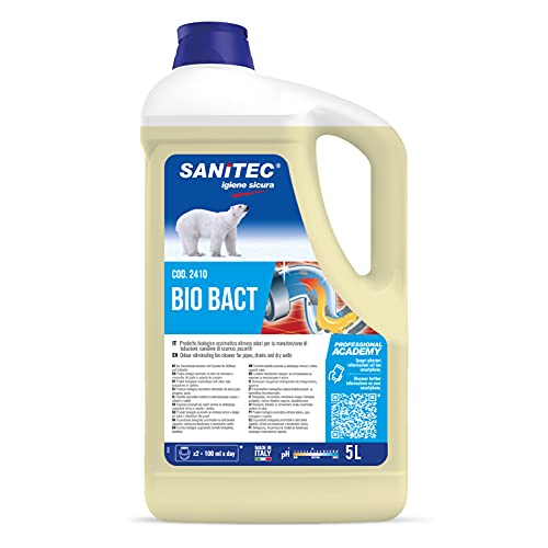 Bio Bact Abflussreiniger, zur Behandlung und Entfettung von Abflüssen, Rohrleitungen und Sekten – 5 kg von SANITEC igiene sicura