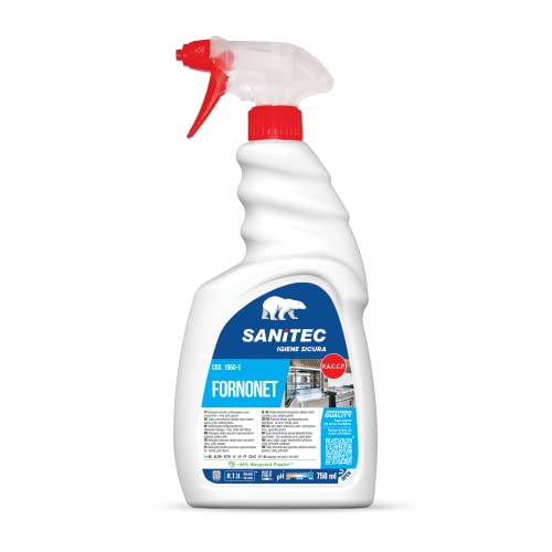 Sanitec Fornonet Alkali Schaumreiniger Super Konzentrat für Öfen, Grill und Platten, schnelle Entfernung von Inkrementen und Kochresten, 100% Made in Italy, Flasche 750 ml von SANITEC igiene sicura