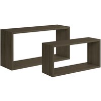 Ahd Amazing Home Design - 2er-Set Wandregal rechteckige Würfel, modernes Regal Bislungo - Dunkelbraun von AHD AMAZING HOME DESIGN