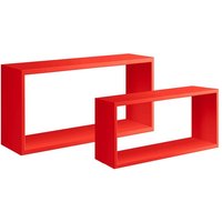 Ahd Amazing Home Design - 2er-Set Wandregal rechteckige Würfel, modernes Regal Bislungo - Rot von AHD AMAZING HOME DESIGN