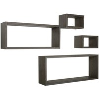 Sanitec - Rechteckiger 4er set wandregal mod. Merlino farbe eiche dunkel von SANITEC