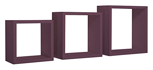 SANITEC Alptraum Wandregal, Holz, Aubergine Purple, 15.5 x 35 x 35 cm von SANITEC