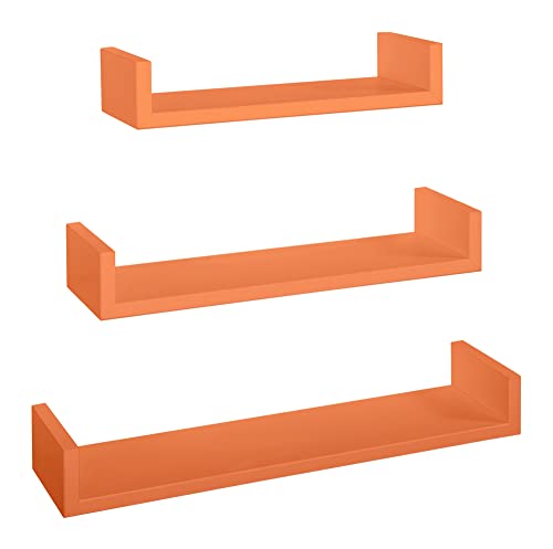 SANITEC Wandregal Moderner PENSILE Design CD-Halter MDF beschichtet HGFDGG Arancio von MODULARREDO