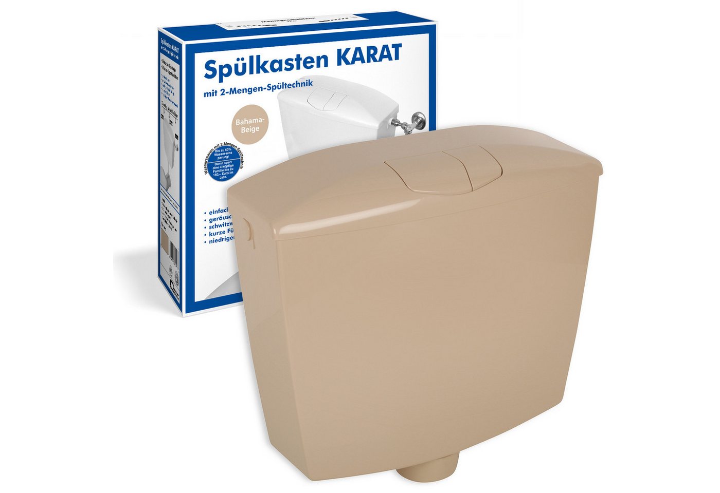 SANITOP WINGENROTH Spülkasten Karat, 9 l, Komplett-Set, Anschluss links oder rechts, Anschlussset hinten separat, Aufputz, Beige-Bahamabeige, Zwei-Mengen-Technik, Sparspülung, 210539 SANITOP WINGENROTH Spülkasten Karat, 9 l, Komplett-Set, Anschluss links oder rechts, Anschlussset hinten separat, Aufputz, Beige-Bahamabeige, Zwei-Mengen-Technik, Sparspülung, 210539 von SANITOP WINGENROTH