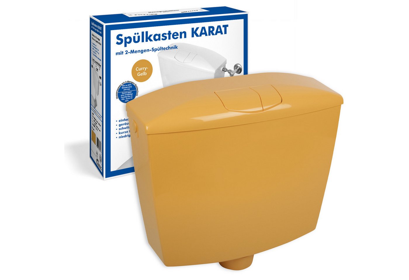 SANITOP WINGENROTH Spülkasten Karat, 9 l, Komplett-Set, Anschluss links oder rechts, Anschlussset hinten separat, Aufputz, Curry-Gelb, Zwei-Mengen-Technik, Sparspülung, 210539 SANITOP WINGENROTH Spülkasten Karat, 9 l, Komplett-Set, Anschluss links oder rechts, Anschlussset hinten separat, Aufputz, Curry-Gelb, Zwei-Mengen-Technik, Sparspülung, 210539 von SANITOP WINGENROTH