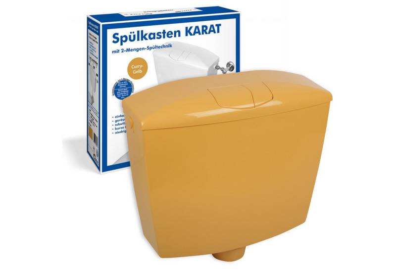 SANITOP WINGENROTH Spülkasten Karat, 9 l, Komplett-Set, Anschluss links oder rechts, Anschlussset hinten separat, Aufputz, Curry-Gelb, Zwei-Mengen-Technik, Sparspülung, 210539 von SANITOP WINGENROTH