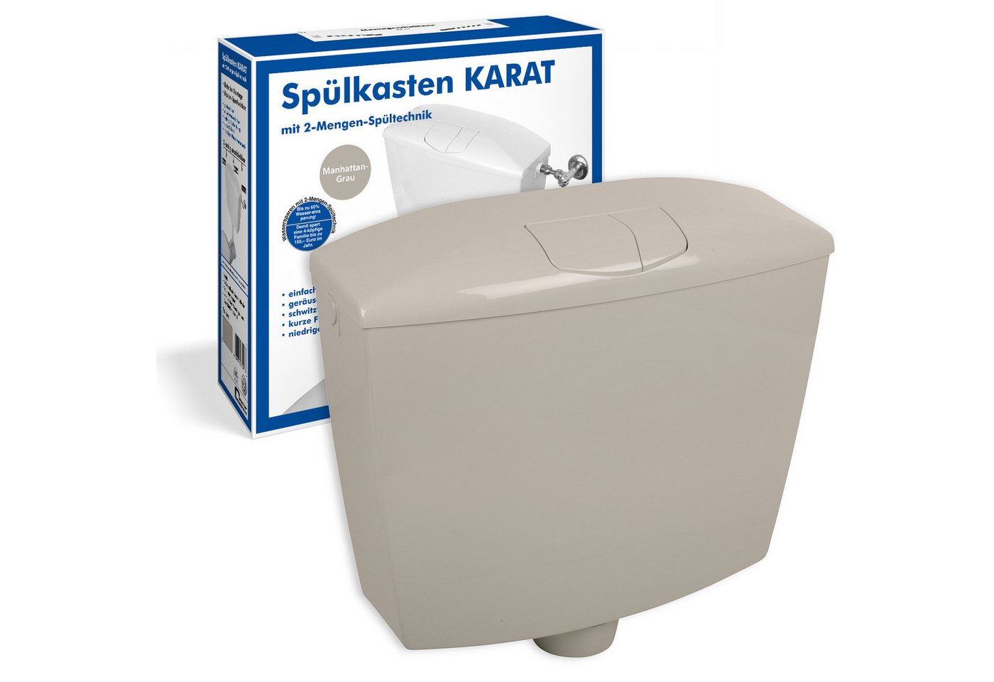 SANITOP WINGENROTH Spülkasten Karat, 9 l, Komplett-Set, Anschluss links oder rechts, Anschlussset hinten separat, Aufputz, Manhattan-Grau, Zwei-Mengen-Technik, Sparspülung, 210539 SANITOP WINGENROTH Spülkasten Karat, 9 l, Komplett-Set, Anschluss links oder rechts, Anschlussset hinten separat, Aufputz, Manhattan-Grau, Zwei-Mengen-Technik, Sparspülung, 210539 von SANITOP WINGENROTH