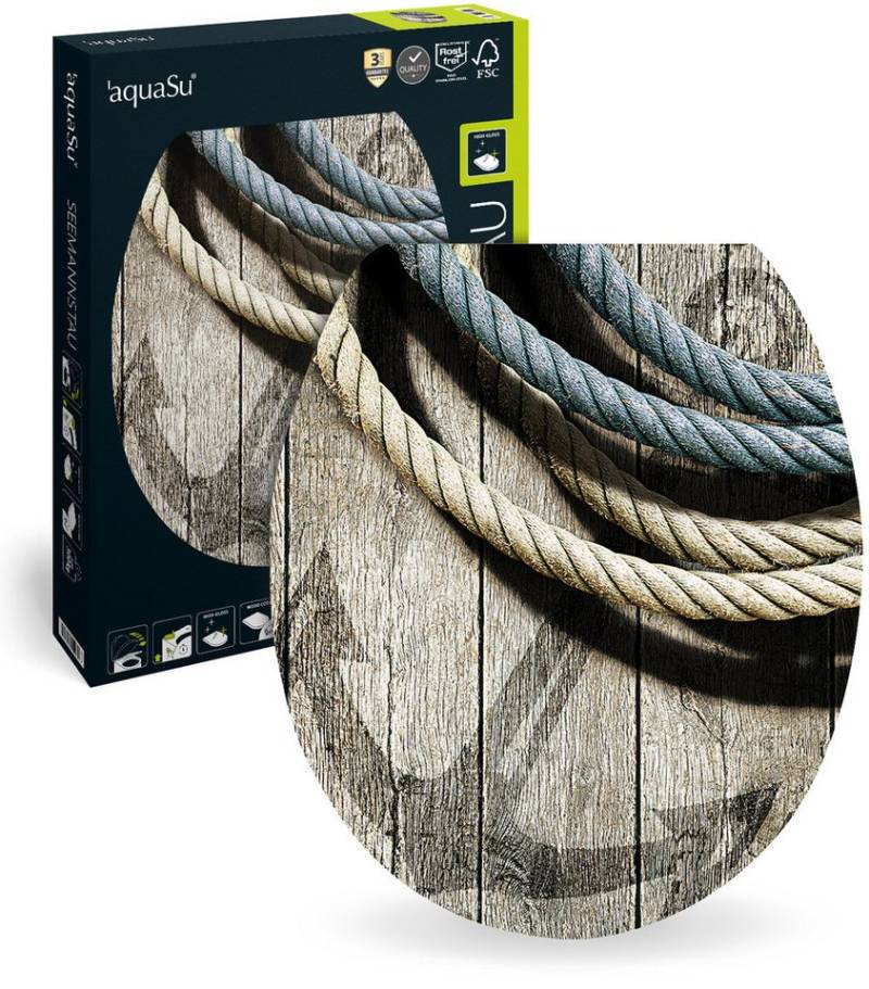 SANITOP WINGENROTH WC-Sitz Maritim, Motiv Seemannstau, Holzkern, Absenkautomatik, Hochglanz, 402934 SANITOP WINGENROTH WC-Sitz Maritim, Motiv Seemannstau, Holzkern, Absenkautomatik, Hochglanz, 402934 von SANITOP WINGENROTH