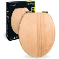 'aquaSu® Holz WC-Sitz mit Absenkautomatik Venezia Toilettendeckel in Buche Holzkern Toilettensitz Fast-Fix Metallscharnier Universale O-Form Oval von SANITOP WINGENROTH