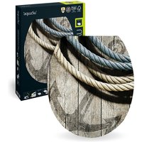 'aquaSu® WC-Sitz mit Absenkautomatik, Maritim Motiv Seemannstau, High-Gloss Toilettendeckel mit Holzkern, Fast-Fix, Metallscharnier, Komfort von SANITOP WINGENROTH