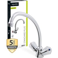'aquaSu® Zweigriffmischer Standard Plus für Küchenspüle Schwenkbarer HU-Auslauf Höhe 26 cm Auslaufhöhe 21,3 Chrom Wasserhahn Küche mit von SANITOP WINGENROTH