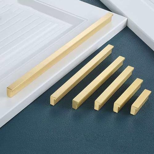 Aluminium-Möbelgriffe L 90° Küchenstangengriff Schrankgriffe Türgriff Zugknöpfe Kommode Schubladengriff Kleiderschrank Griffe,Für Möbelzubehör,Gebürstetes Gold,1 Stück (Length:80mm) von SANJIAOJIA