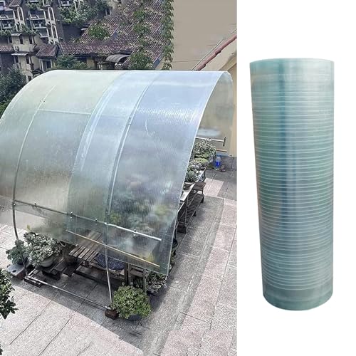 Polycarbonat-Dachplatte,Gewächshausplatten Stegplatten Ersatzplatten,Leicht Zu Schneiden Transparente Glasfaserplatte, Stoßfest, UV-Schutz, Für Terrassen Gartenbau Carports (0.6x7m) von SANJIAOJIA