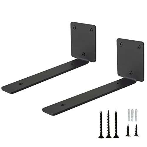 SANJIAOJIA 2 Stück Regalhalterung Schwarz Regalwinkel,Dicke Eisen-L-Metall Regalträger & -stützen für Wandregale,Schwebende Regalträger,für Wohnzimmer,Küche,Schlafzimmer (18cm(7in)) von SANJIAOJIA