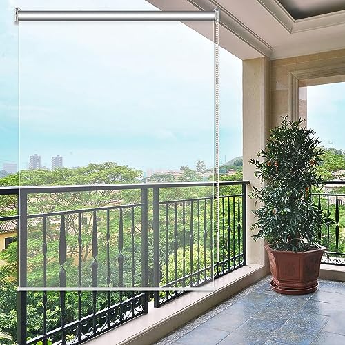 SANJIAOJIA Transparentes Rollo,Transparent Wasserdichtes Roll-Up-Rollo,PVC-Kunststoff-Regenschutz-Fenster-Rollos,Seitenzug-Rollo,Wetterfest Vorhang Für Balkon-Terrassen-Tür,Breite x Höhe (90x160cm) von SANJIAOJIA