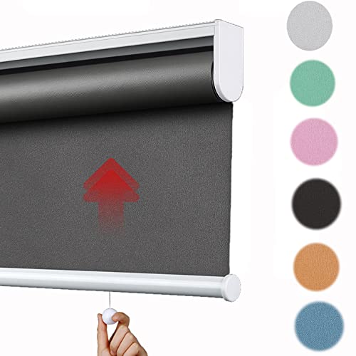 Springrollo Mittelzugrollo Schnapprollo kabellos Verdunkelungsrollo,Wasserdichter UV-Schutz Stoff Rollo Vorhang,60% Blickdicht lichtdurchlässig,für Fenster,Anpassbar (W100xH100cm(39x39in)) von SANJIAOJIA