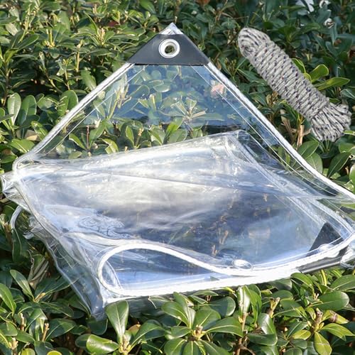 Transparent Plane mit Ösen,Reißfest Wasserdichte Durchsichtig Abdeckplane,0,35mm Dick Multifunktionale PVC Schutz Abdeckung,für Gartenmöbel Balkon Außenbereich Vordächer (1,2m x 3,5m) von SANJIAOJIA