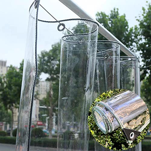 Transparente Plane Wasserdicht aus 400g/m² PVC Material,Klar Kunststoffplanen mit öSen,0.35mm Wetterfeste Abdeckplane,Regenschutz,Winddicht,Rreißfest,für Gartenmöbel,Pflanzen (1.5x4.5m(4.9x14.7ft)) von SANJIAOJIA