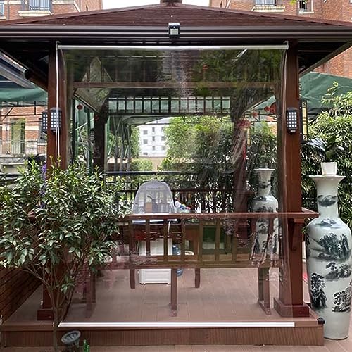 Transparentes Wasserdichtes Rollo,Außen Pergola Roll-Up-Rollo,Durchsichtige PVC-Rollos,Regenschutz Kunststoff-Fensterrollo,für Balkon,Terrassen,Anpassbar,Breite x Höhe (120x300cm) von SANJIAOJIA