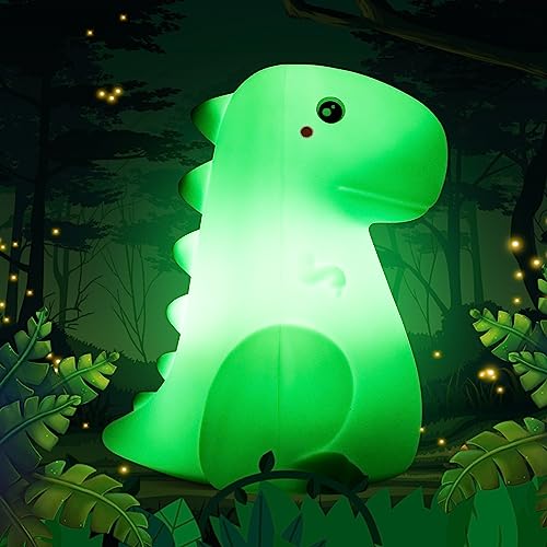 SANKEDOU Dinosaurier Nachtlicht für Kinder,Touch Sensor Silikon 7 Farben Umkleideraum Dekor für Jungen Mädchen, Wiederaufladbare Baby Stimmung Licht Dinosaurier Lampe, Nette Dinosaurier Lampe von SANKEDOU