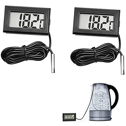 2 × Mini LCD Digital Thermometer Temperatur Tester mit Externem Sensor, Aquarium Thermometer, Temperatursensor,Temperatur Monitor, für Kühlschrank Gefrierschrank Kühlschrank Aquarium,Aquarium Zubehoer von SANKESONG