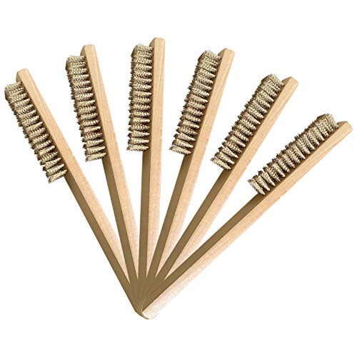 Hand-Drahtbürsten Satz 6-teilig, Messing-Drahtbürste, Drahtbürste Set Drahtbürste Edelstahl Metallbürste Klein Drahtbürste mit Holzgriff Reinigung Drahtbürste, Drahtbürstenset zur Reinigung des Grills von SANKESONG