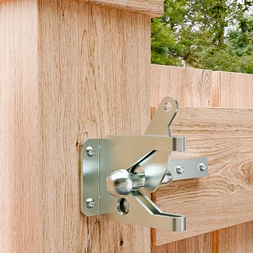 SANKEYTEW 4 robuste selbstsichernde Torriegel für Holzzauntore – automatischer Schwerkrafthebel, 11,7 cm, robuster Stahl, schlanker, automatischer Torriegel in verzinktem Silber von SANKEYTEW