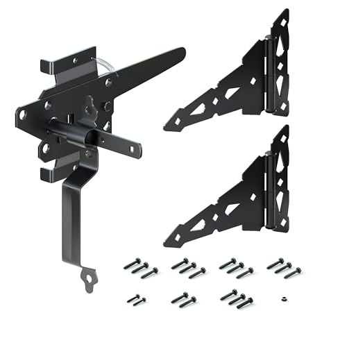 SANKEYTEW Robustes Holztor-Set, 20,3 cm Gurt-Torscharniere und robustes Verriegelungs-Set mit Griff, 27,2 kg Kapazität, 2 Stück, Schrauben für Holzzaun, Schuppen, Aufbewahrungstor, Scheunen, schwarzes SANKEYTEW Robustes Holztor-Set, 20,3 cm Gurt-Torscharniere und robustes Verriegelungs-Set mit Griff, 27,2 kg Kapazität, 2 Stück, Schrauben für Holzzaun, Schuppen, Aufbewahrungstor, Scheunen, schwarzes von SANKEYTEW