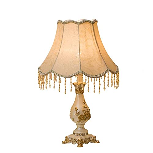 SANLAIHGJY Tischlampe in europäischen Stil Hochzeit Schlafzimmer Nachttischlampe Tischlampe Nachttischlampe Dimmen Glühbirne weiß-Gold von SANLAIHGJY