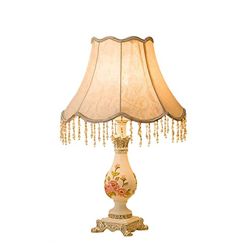 SANLAIHGJY Tischlampe in europäischen Stil Hochzeit Schlafzimmer Nachttischlampe Tischlampe Nachttischlampe Dimmen Glühbirne weiß-pink von SANLAIHGJY