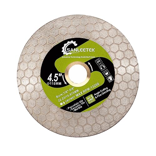 Diamant Trennscheibe 115mm Sechseck Design - Trennschleifscheibe für Porzellan Keramik Fliesen Marmor Kunststein Quarz SANLEETEK von SANLEETEK