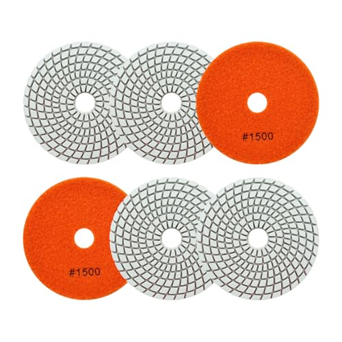 Nass Diamant Polierpad 100mm 6 Stücke Körnung 1500 Polierscheiben für Granit Marmor Kunststein Quarz für Winkelschleifer SANLEETEK von SANLEETEK