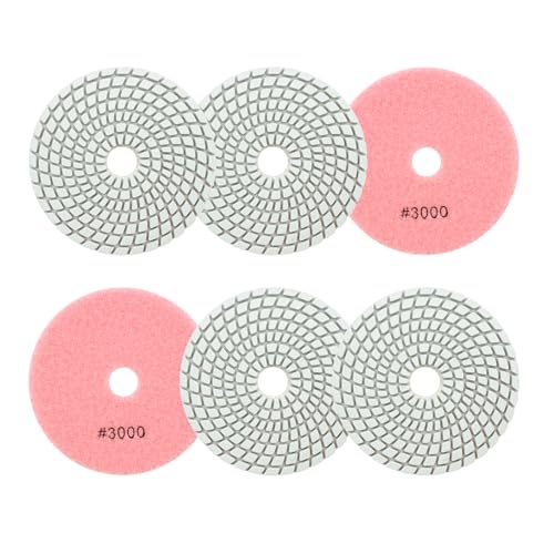 Nass Diamant Polierpad 100mm 6 Stücke Körnung 3000 Polierscheiben für Granit Marmor Kunststein Quarz für Winkelschleifer SANLEETEK von SANLEETEK